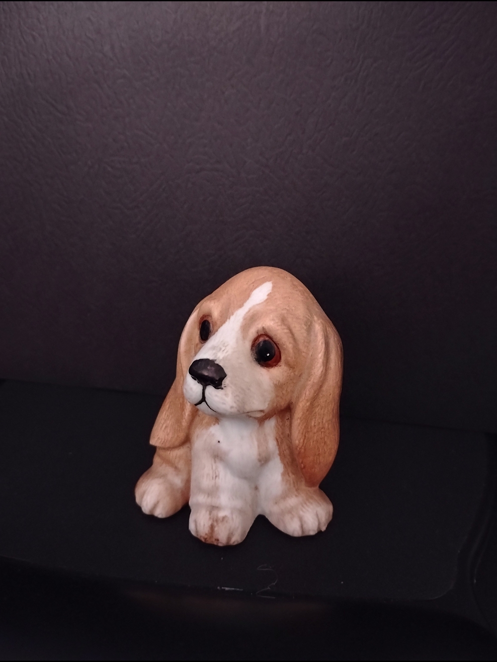 Vintage 80's Homeco Basset Hound Puppy: Miniature Bisque Ceramic Trinket